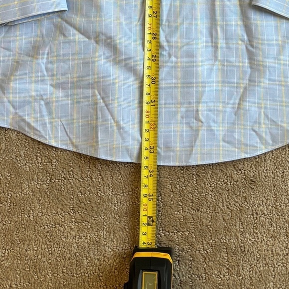 Brooks Brothers Classic Non-Iron Long Sleeve Shirt Blue/Yellow Men's 17 1/2 - Picture 10 of 10